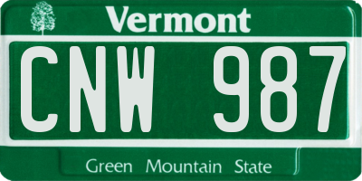 VT license plate CNW987