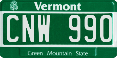 VT license plate CNW990