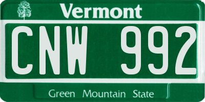 VT license plate CNW992