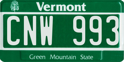 VT license plate CNW993