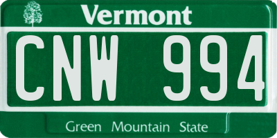 VT license plate CNW994