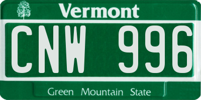 VT license plate CNW996