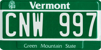 VT license plate CNW997