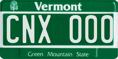 VT license plate CNX000