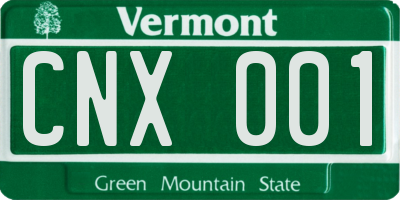 VT license plate CNX001