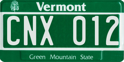 VT license plate CNX012
