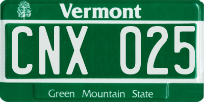 VT license plate CNX025