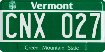 VT license plate CNX027