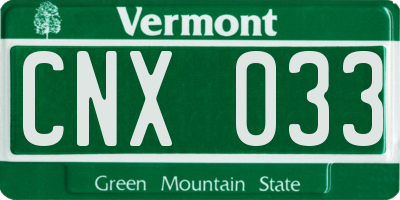 VT license plate CNX033