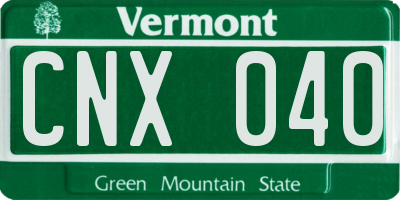 VT license plate CNX040