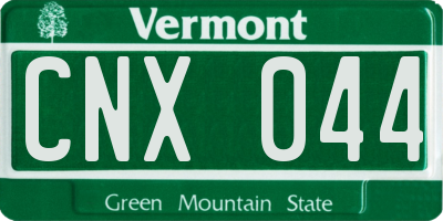VT license plate CNX044