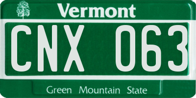 VT license plate CNX063