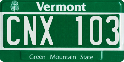 VT license plate CNX103
