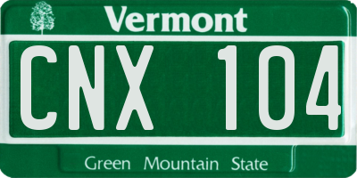 VT license plate CNX104
