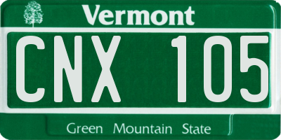VT license plate CNX105