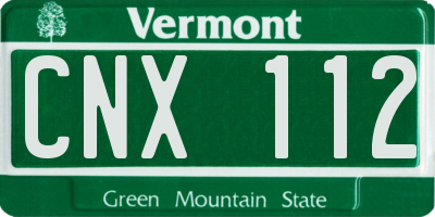 VT license plate CNX112
