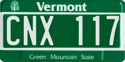 VT license plate CNX117