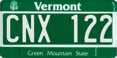 VT license plate CNX122