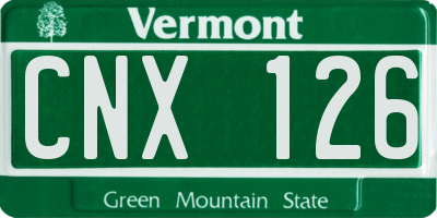 VT license plate CNX126