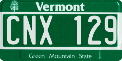 VT license plate CNX129