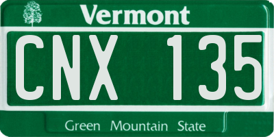 VT license plate CNX135