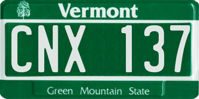 VT license plate CNX137
