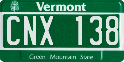 VT license plate CNX138