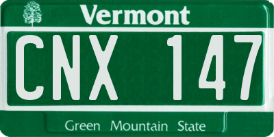 VT license plate CNX147