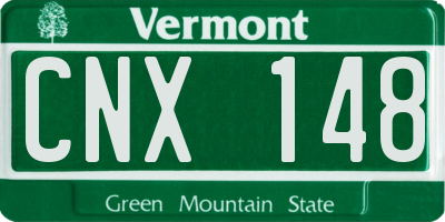 VT license plate CNX148