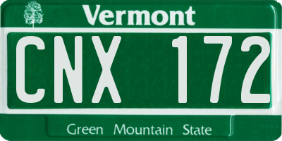 VT license plate CNX172
