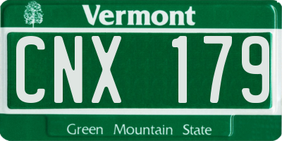 VT license plate CNX179