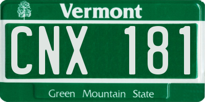 VT license plate CNX181