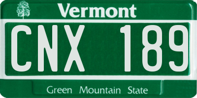 VT license plate CNX189
