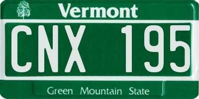 VT license plate CNX195