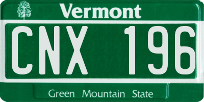 VT license plate CNX196