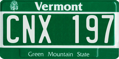 VT license plate CNX197