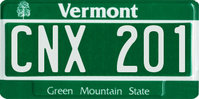 VT license plate CNX201