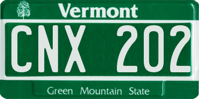 VT license plate CNX202
