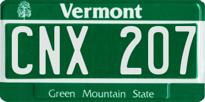 VT license plate CNX207