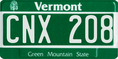 VT license plate CNX208