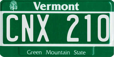 VT license plate CNX210