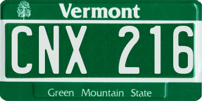 VT license plate CNX216