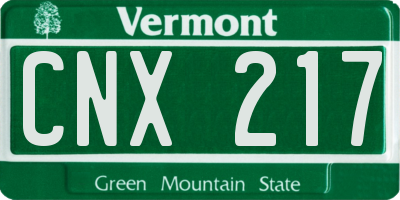 VT license plate CNX217