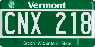 VT license plate CNX218