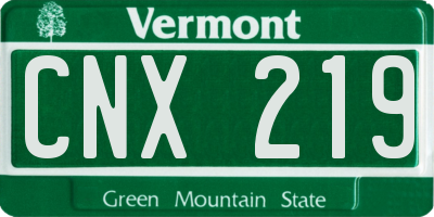 VT license plate CNX219