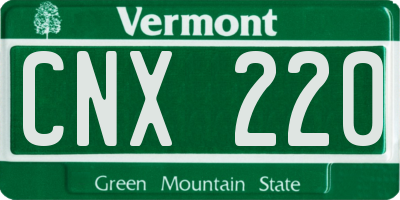 VT license plate CNX220