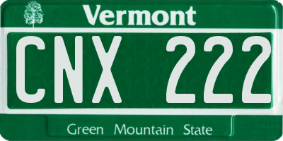 VT license plate CNX222