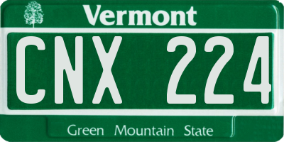 VT license plate CNX224