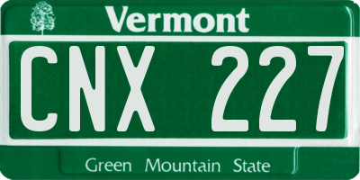 VT license plate CNX227