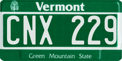 VT license plate CNX229